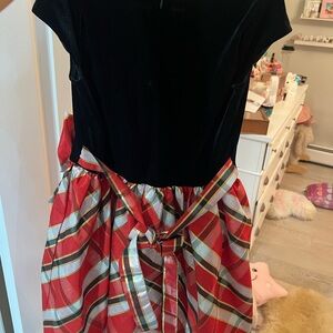 Bonnie Jean Black Velvet and Red Plaid Dress